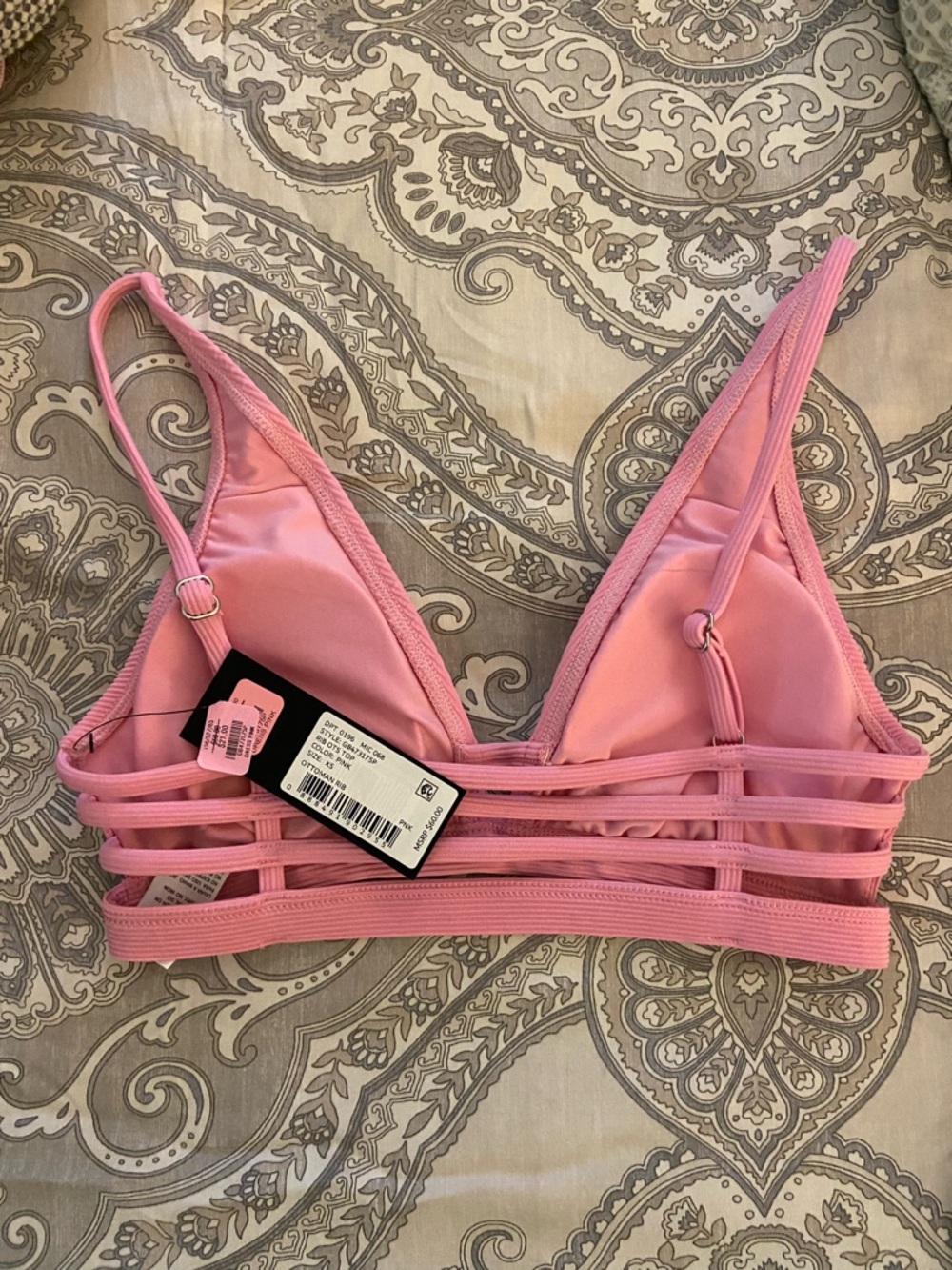 Pink Ribbed Bikini Top - Picture 2 of 3